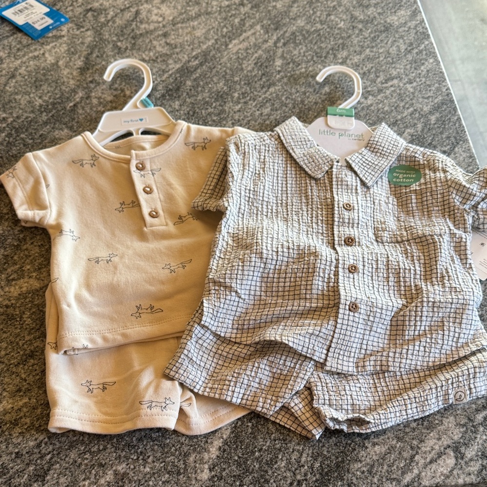 Baby Outfit Set with Animal Print and Checkered Design
